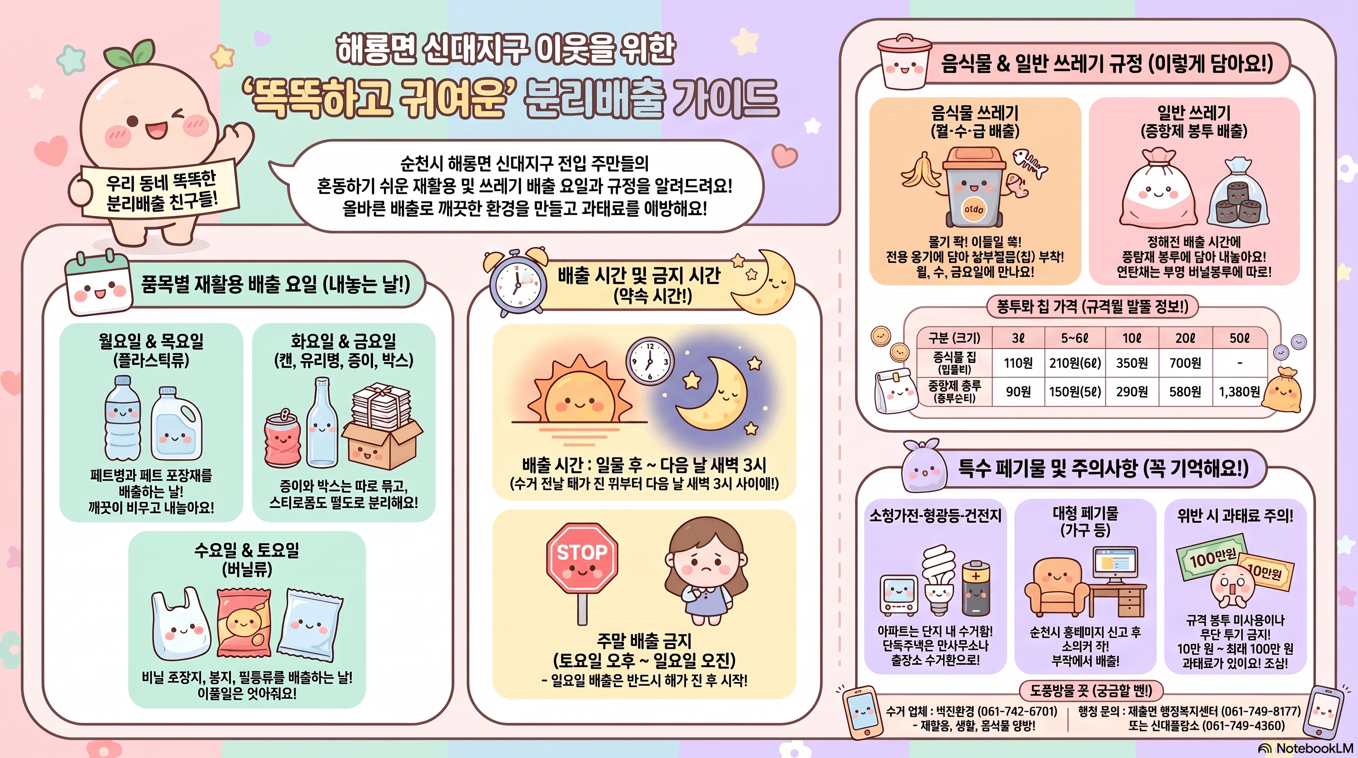 해룡면 쓰레기 배출 안내 안내 이미지